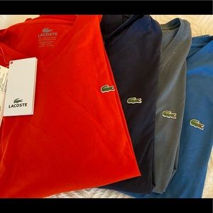 Lot of 4 Men’s Lacoste v-neck tshirts NWT